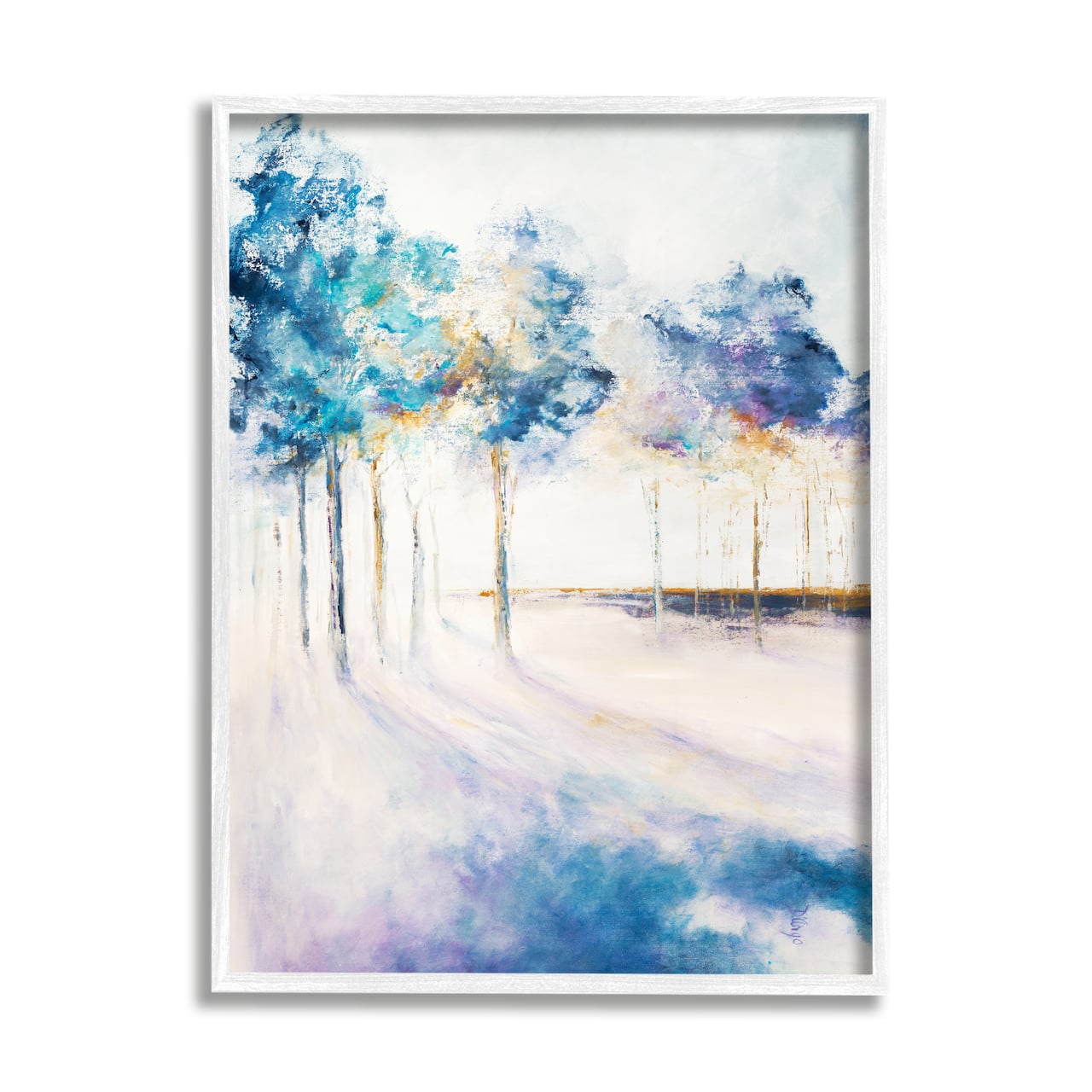 Stupell Industries Abstract Blue Tree Shadows in Forest Landscape Framed Wall Art